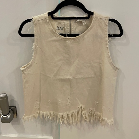 Zara Tops - Zara Don’t Look Back Ivory Denim Tank